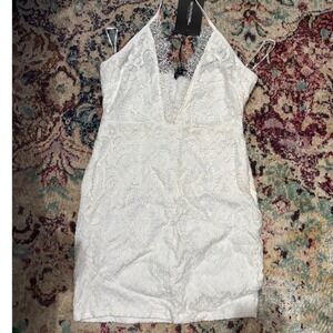 Pretty Little Thing White Lace halter‎ dress
